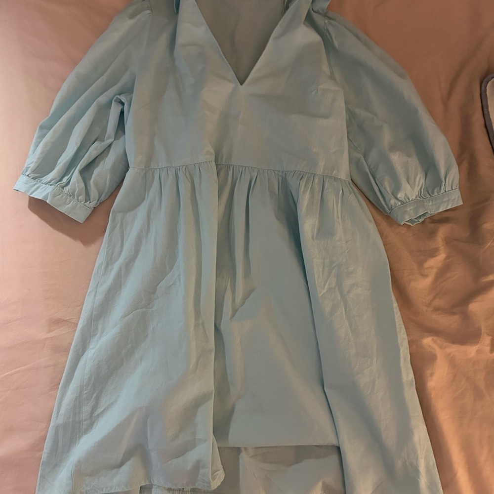 Light Blue V-Neck Dress